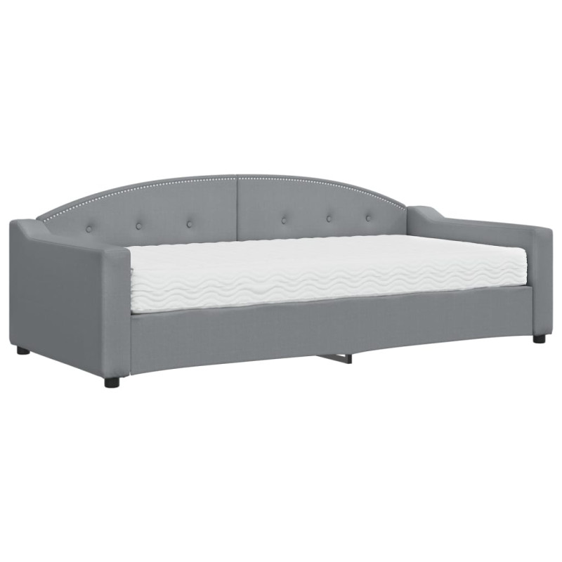 Sofa z materacem do spania, jasnoszara, 90x200 cm, tkanina