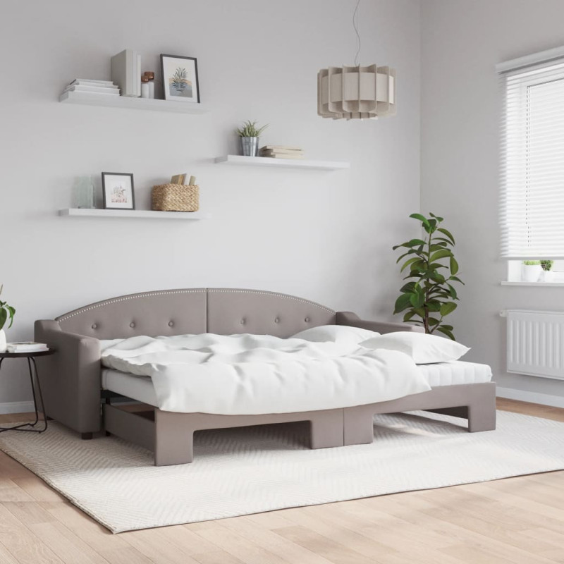 Sofa rozsuwana z materacami, kolor taupe, 80x200 cm, tkanina