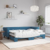 Sofa rozsuwana z materacami, niebieska, 80x200 cm, aksamit