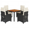 5-cz. zestaw mebli ogrodowych z poduszkami, czarny, polirattan