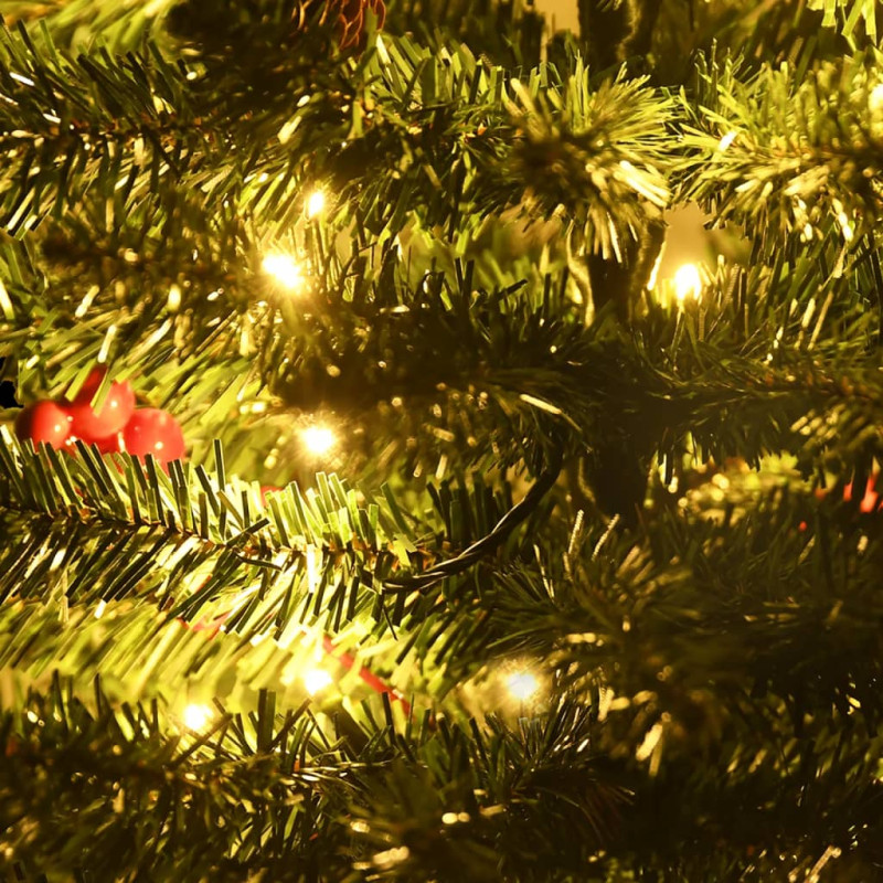 Sztuczne drzewka świąteczne, 2 szt., z wieńcem, girlandą i LED