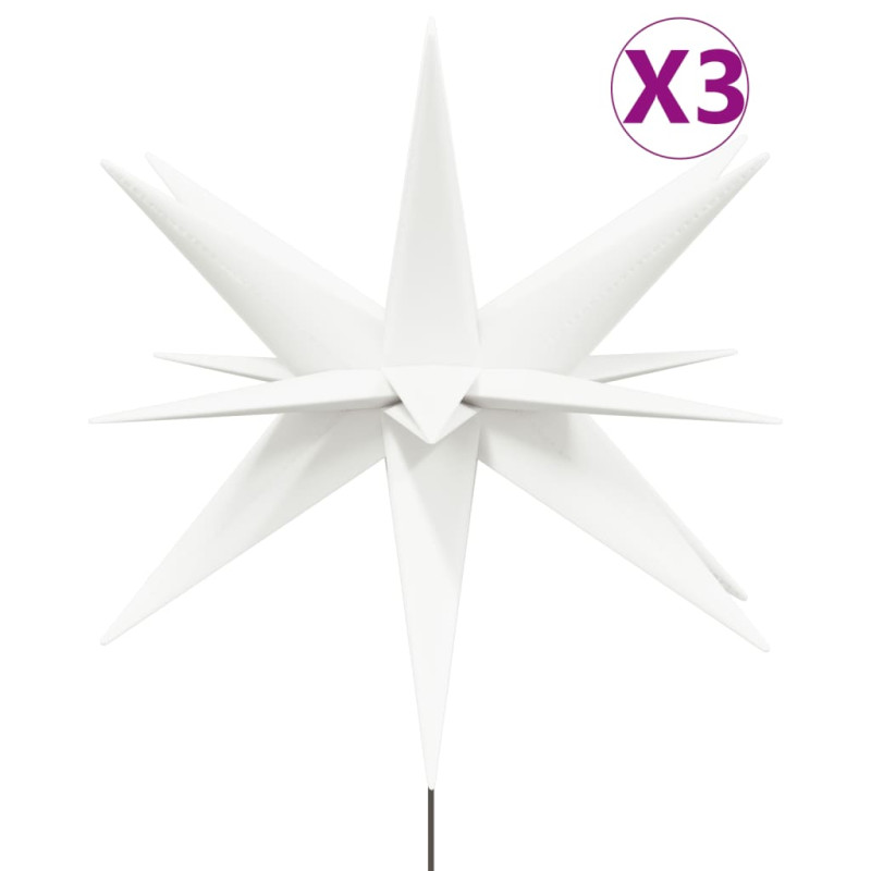 Ozdoby świetlne LED z prętami, składane, 3 szt., białe, 57 cm