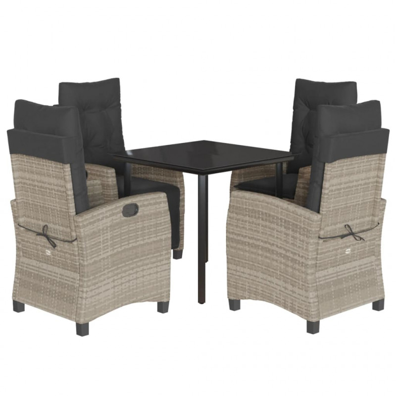 5-cz. zestaw mebli ogrodowych z poduszkami, jasnoszary