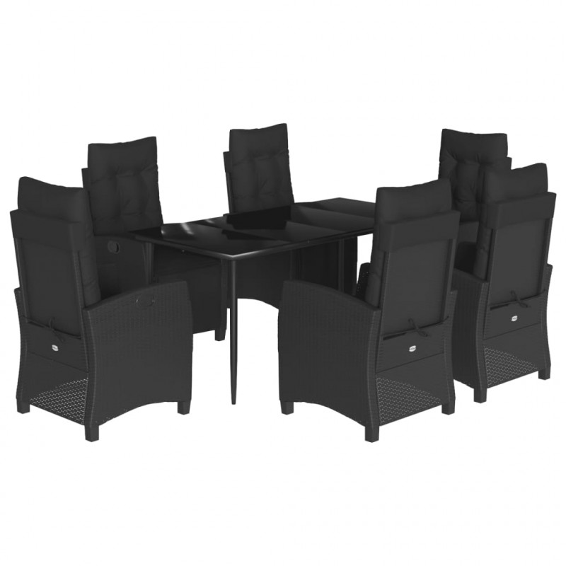 7-cz. zestaw mebli ogrodowych z poduszkami, czarny, polirattan