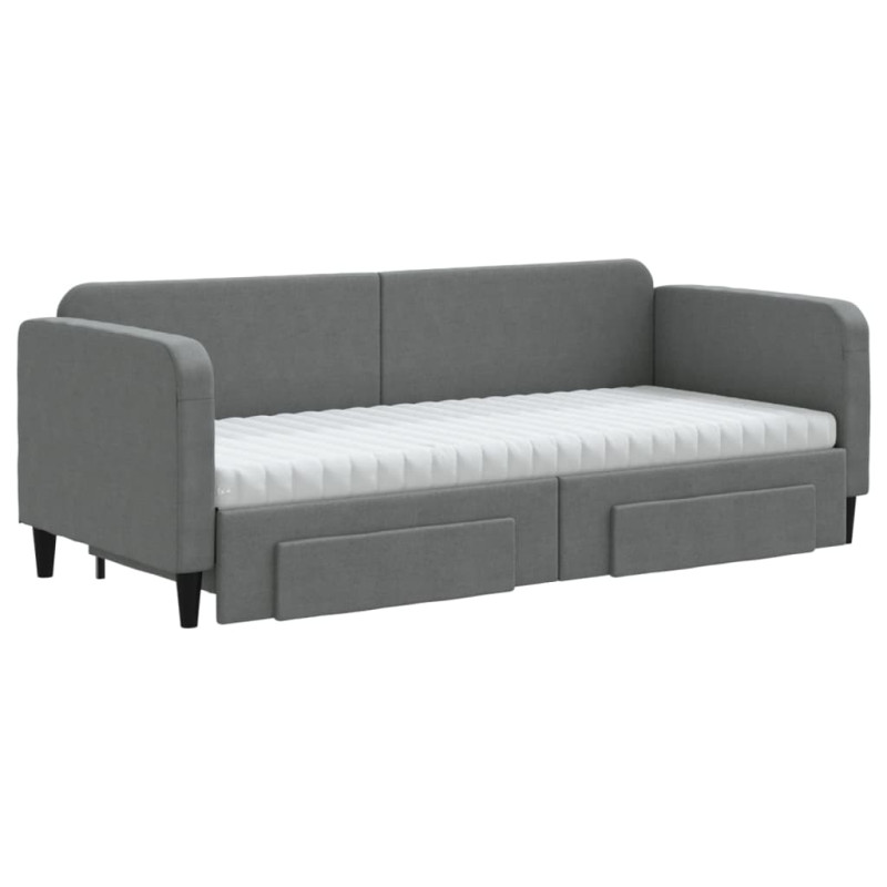 Sofa rozsuwana z szufladami, ciemnoszara, 80x200 cm, tkanina