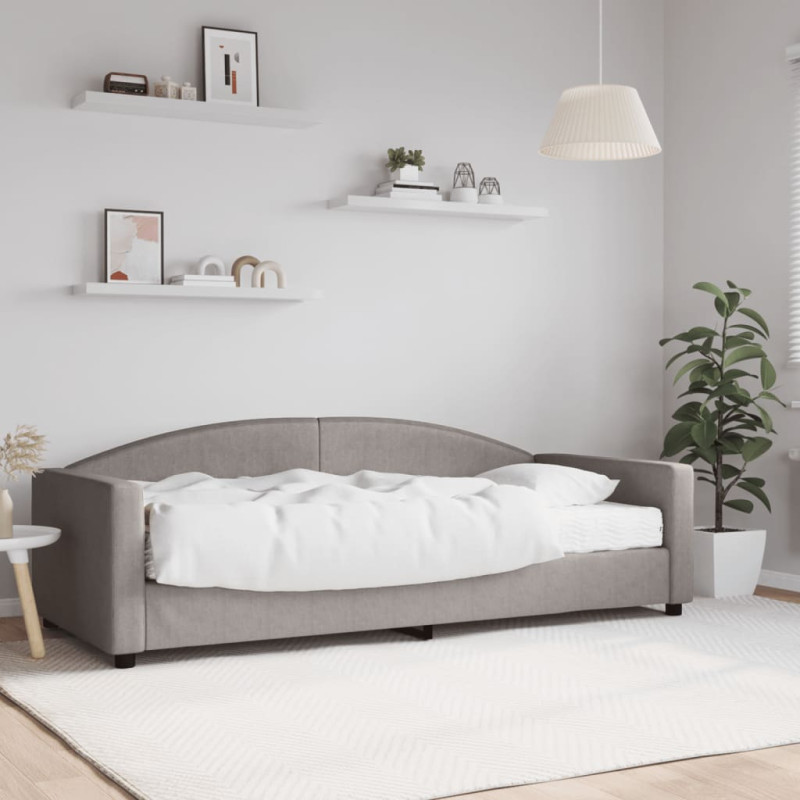 Sofa z materacem do spania, kolor taupe, 90x200 cm, tkanina