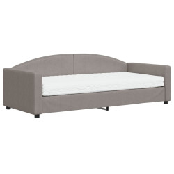 Sofa z materacem do spania, kolor taupe, 90x200 cm, tkanina
