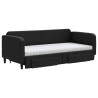 Sofa rozsuwana z szufladami, czarna, 90x200 cm, tkanina
