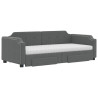 Sofa rozsuwana z szufladami, ciemnoszara, 90x200 cm, tkanina