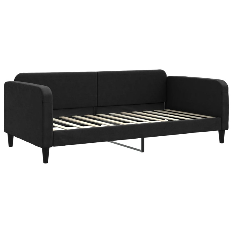 Sofa z materacem do spania, czarna, 100x200 cm, tkanina
