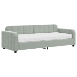 Sofa z materacem do spania, jasnoszara, 80x200 cm, aksamit