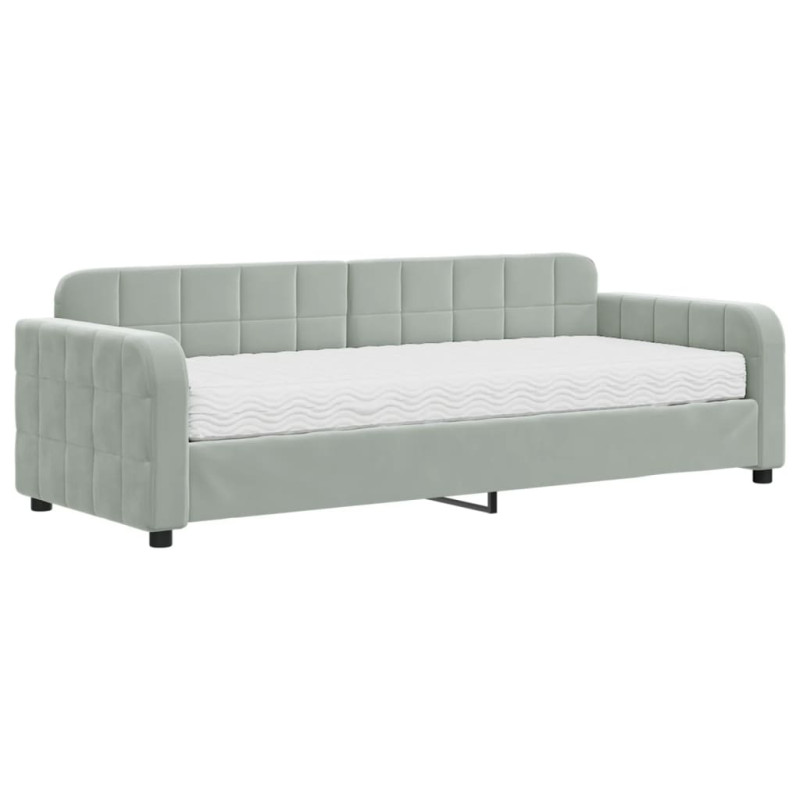 Sofa z materacem do spania, jasnoszara, 80x200 cm, aksamit