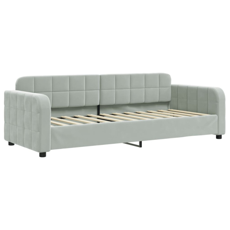 Sofa z materacem do spania, jasnoszara, 80x200 cm, aksamit