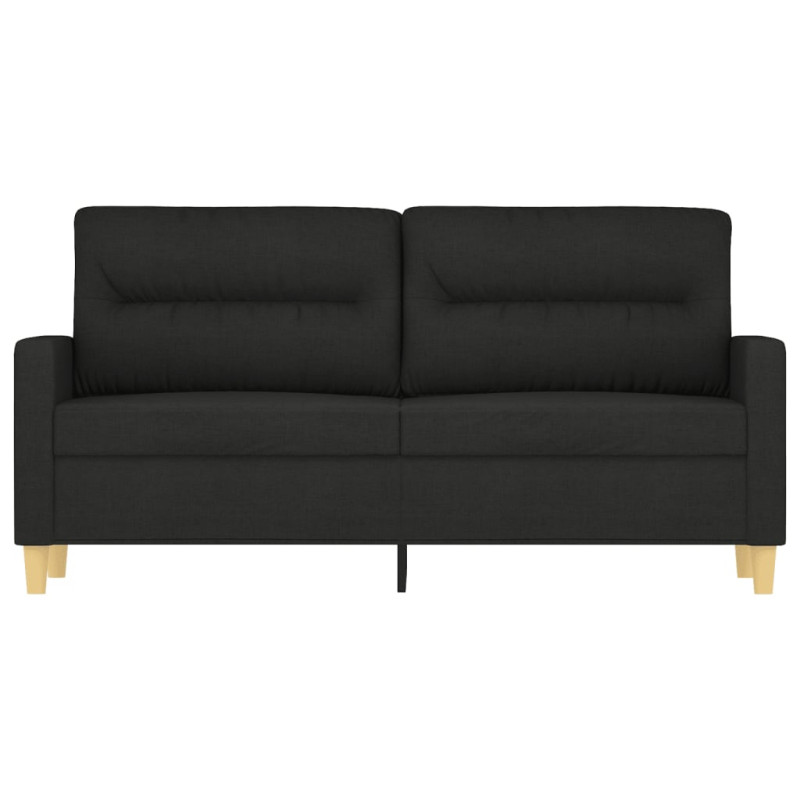 Sofa 2-osobowa, czarna, 140 cm, tapicerowana tkaniną