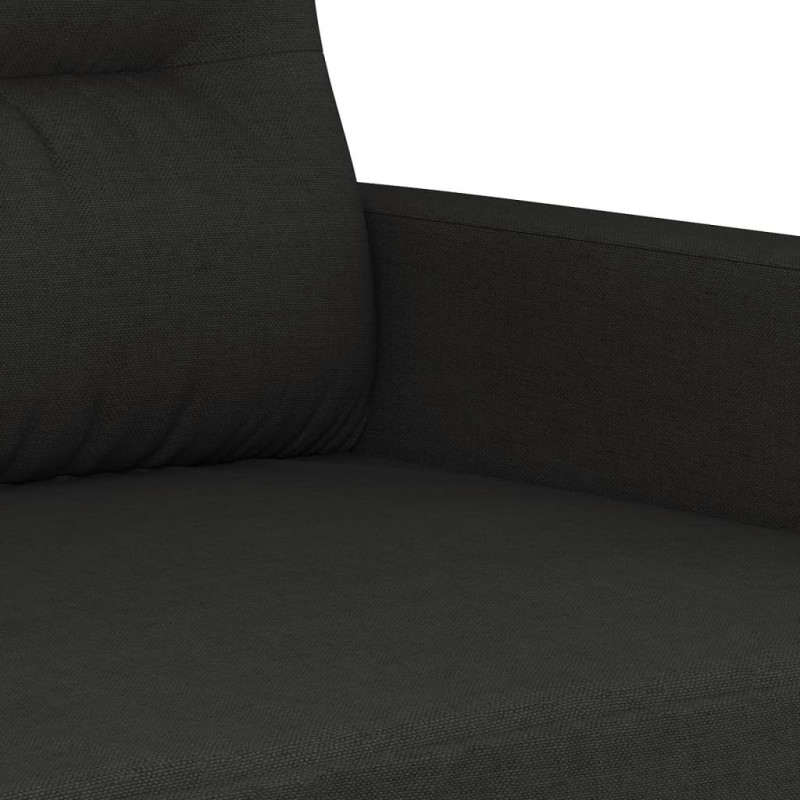 Sofa 2-osobowa, czarna, 140 cm, tapicerowana tkaniną