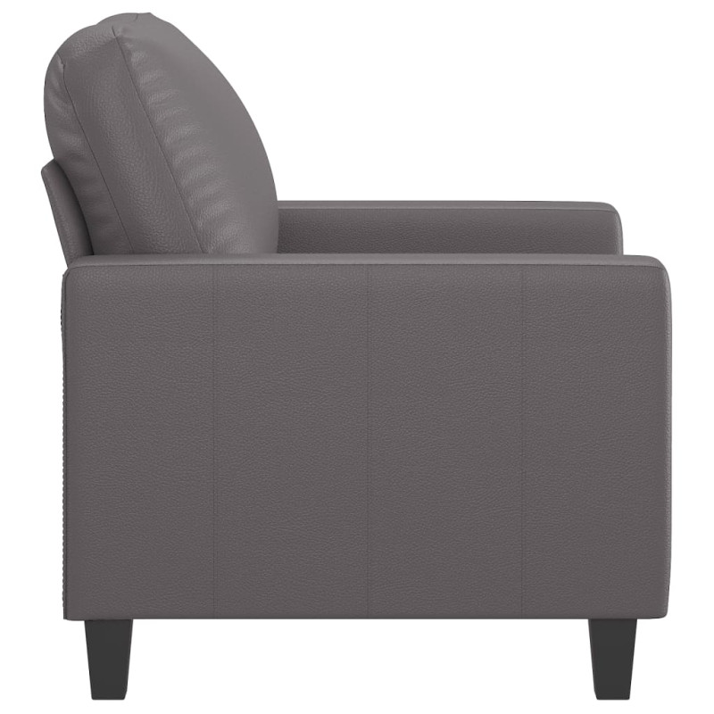 Fotel, szary, 60 cm, obity sztuczną skórą