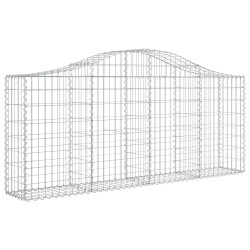 Kosze gabionowe, 2 szt, 200x30x80/100 cm, galwanizowane żelazo