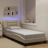 Rama łóżka z LED bez materaca Hvar Kremowa 80x200 cm Tkanina