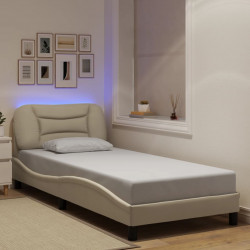 Rama łóżka z LED bez materaca Hvar Kremowa 90x190 cm Tkanina