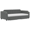 Sofa rozsuwana z szufladami, ciemnoszara, 100x200 cm, tkanina