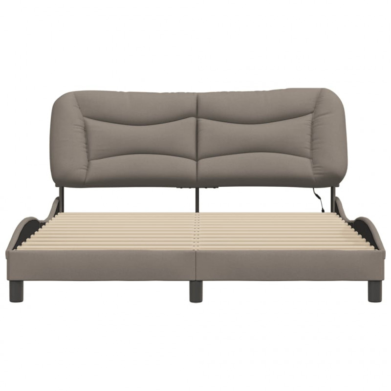 Rama łóżka z LED bez materaca Hvar Taupe 160x200 cm Tkanina