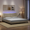 Rama łóżka z LED bez materaca Hvar Kremowa 180x200 cm Tkanina