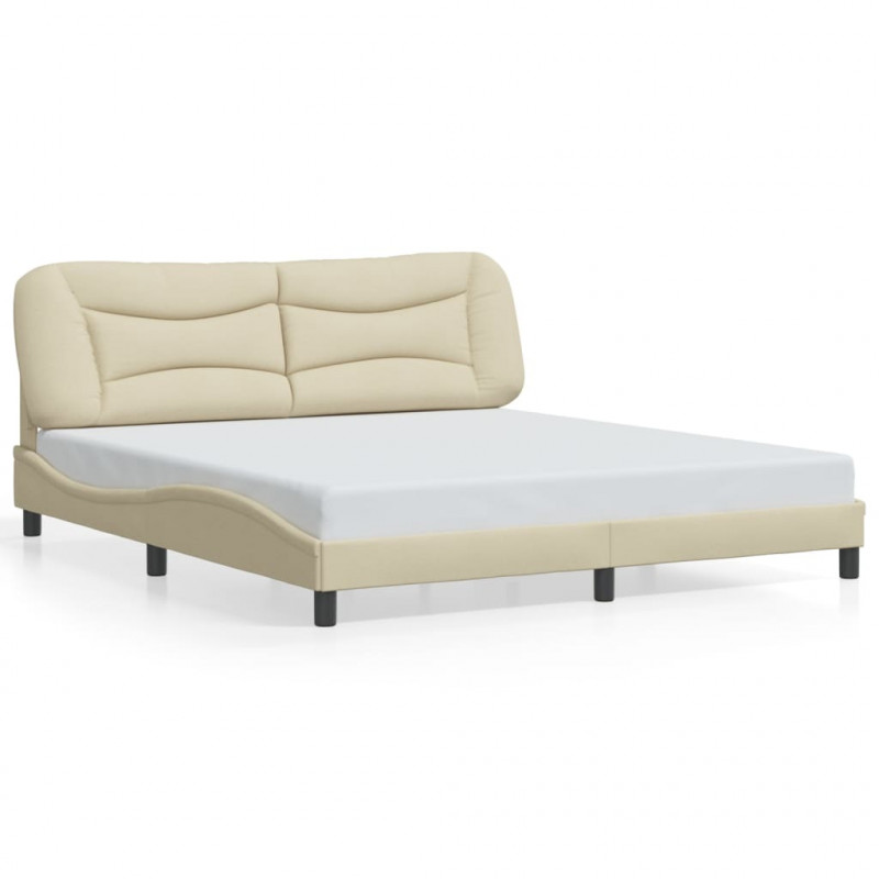 Rama łóżka z LED bez materaca Hvar Kremowa 180x200 cm Tkanina