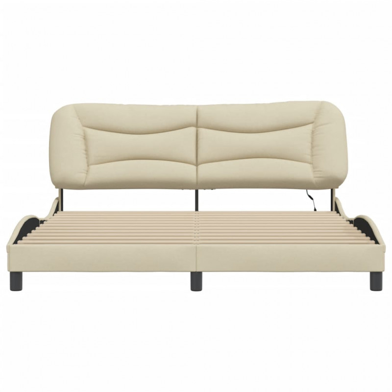Rama łóżka z LED bez materaca Hvar Kremowa 180x200 cm Tkanina