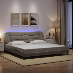 Rama łóżka z LED bez materaca Hvar Taupe 200x200 cm Tkanina