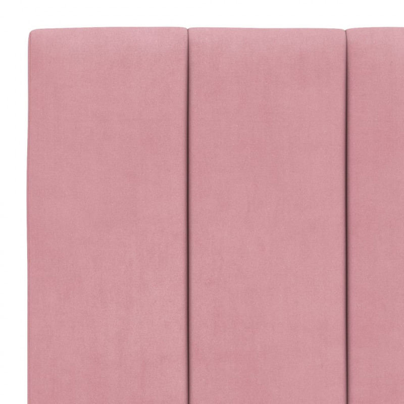 Rama łóżka z LED bez materaca, Hanko, różowa, 90x200 cm, aksamitna