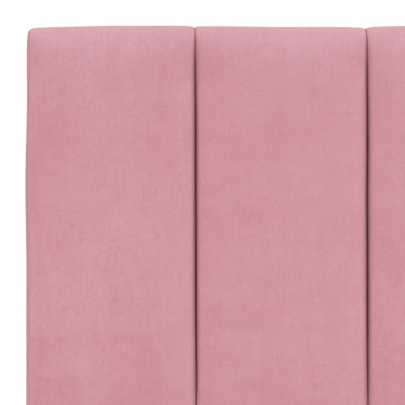 Rama łóżka z LED bez materaca, Hanko, różowa, 160x200 cm, aksamitna