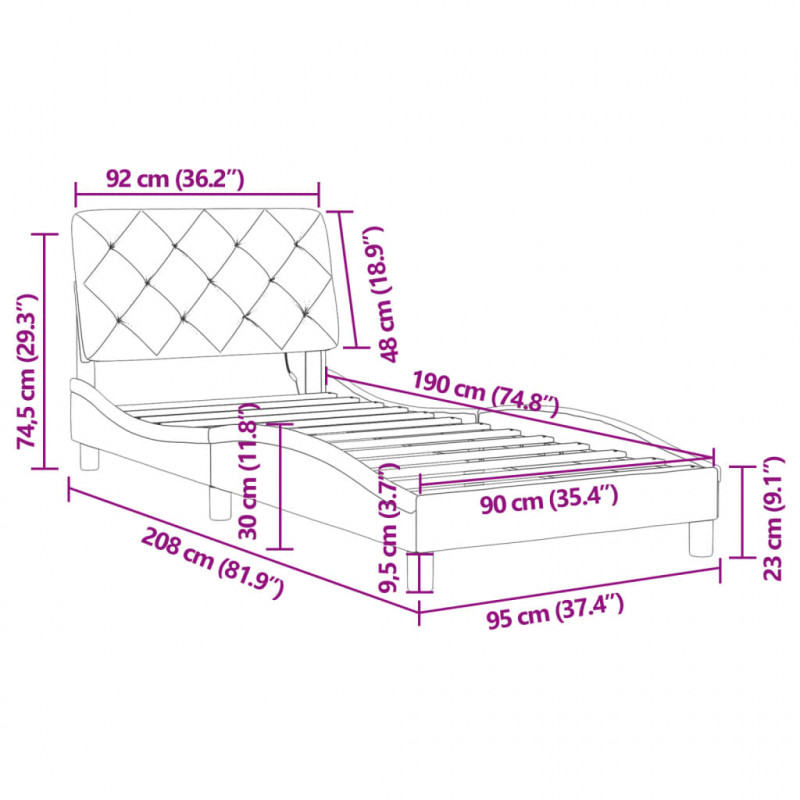 Rama łóżka z LED bez materaca, różowa, 80x200 cm, aksamitna