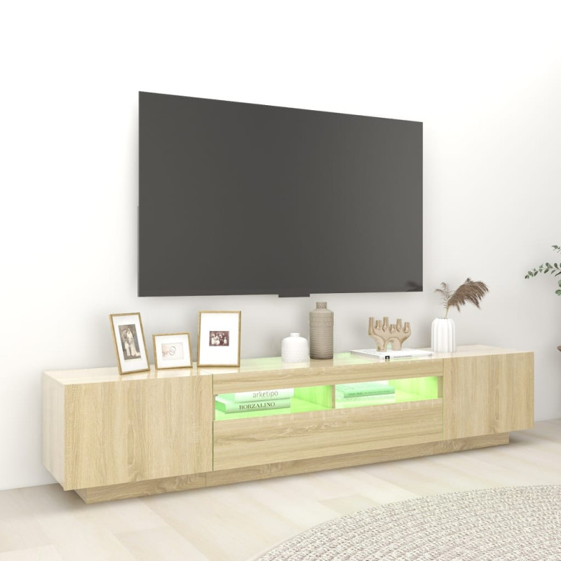 Szafka TV z oświetleniem LED, dąb sonoma, 200x35x40 cm
