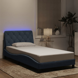 Rama łóżka z LED bez materaca, ciemnoszara, 100x203 cm, aksamit