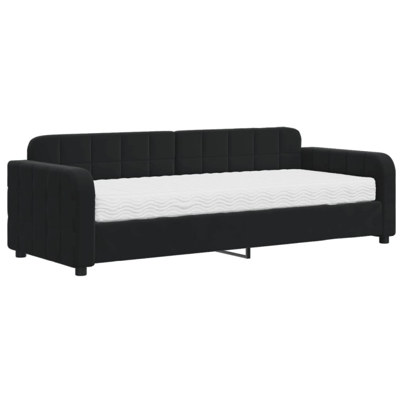 Sofa z materacem do spania, czarna, 80x200 cm, aksamit