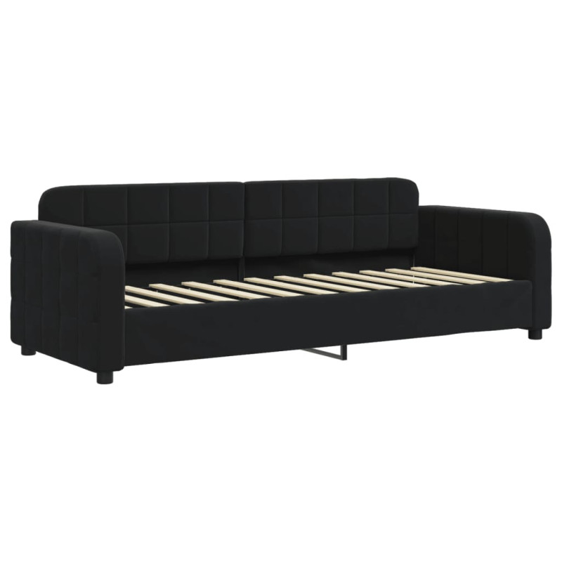 Sofa z materacem do spania, czarna, 80x200 cm, aksamit