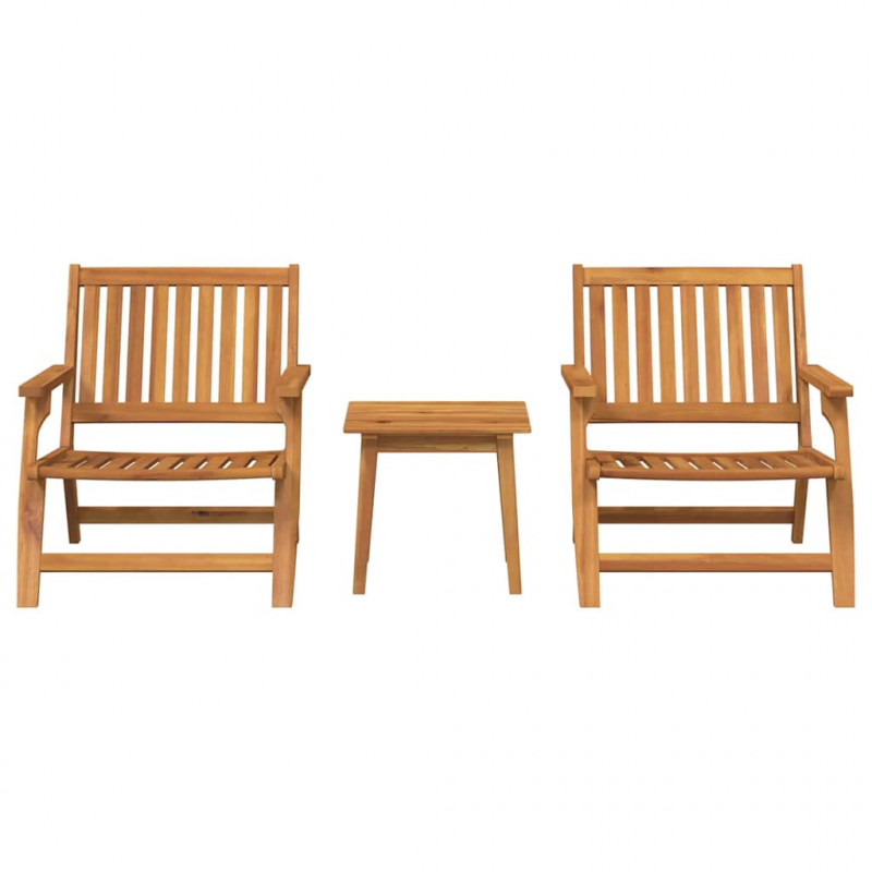 Krzesło Ogrodowe 3 pcs Brązowy Lite Drewno Akacji