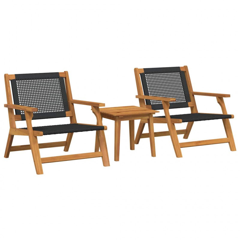 Krzesła ogrodowe ze stołem 3 pcs Czarny Lite Drewno Akacji