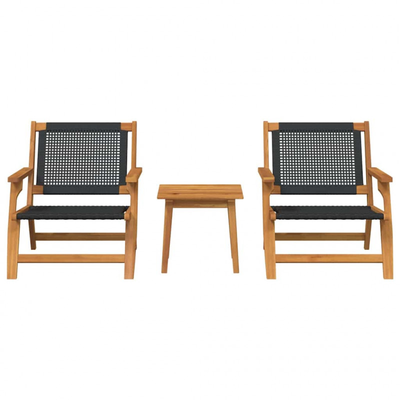 Krzesła ogrodowe ze stołem 3 pcs Czarny Lite Drewno Akacji