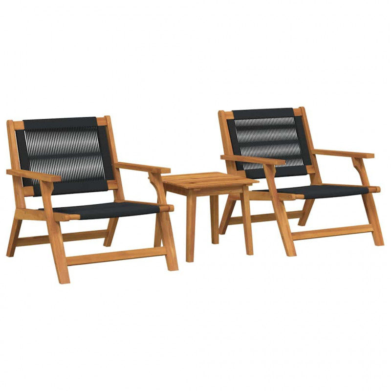 Krzesła ogrodowe ze stołem 3 pcs Czarny Lite Drewno Akacji