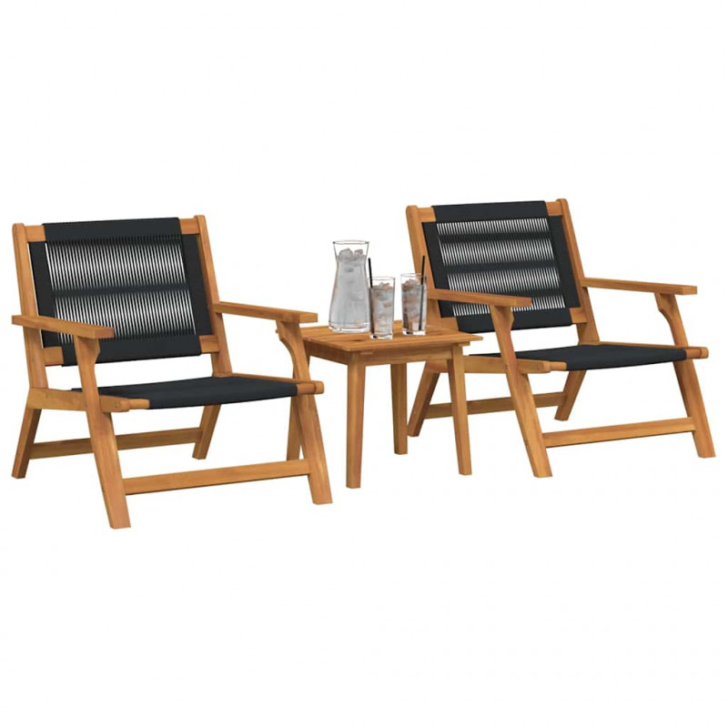 Krzesła ogrodowe ze stołem 3 pcs Czarny Lite Drewno Akacji