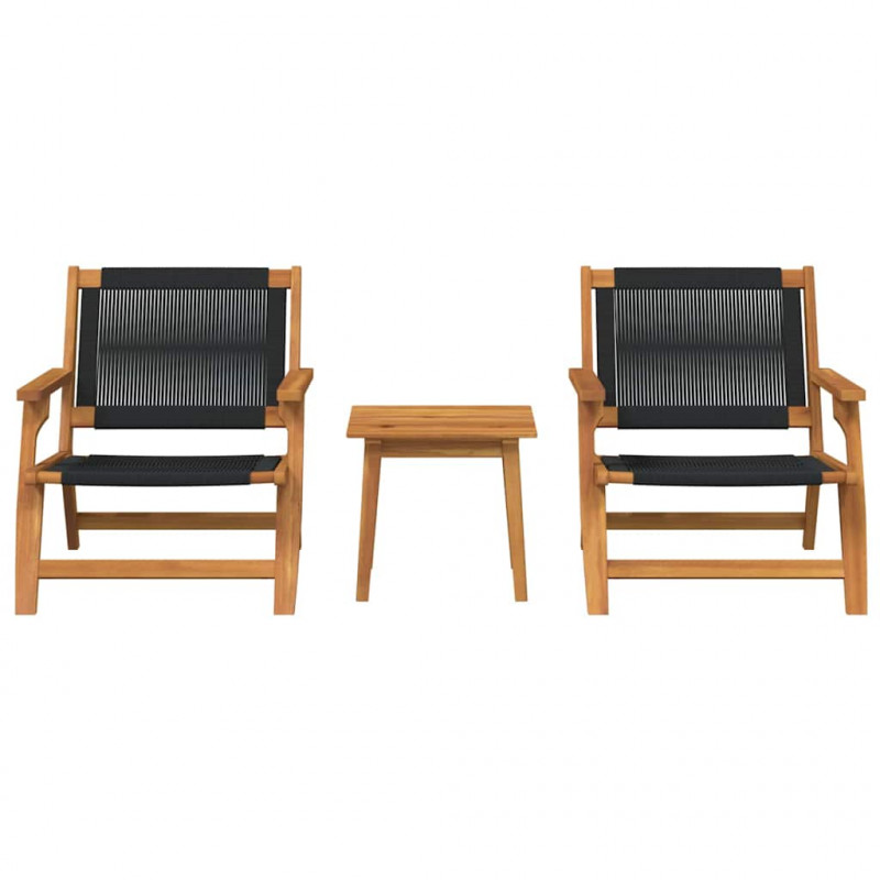 Krzesła ogrodowe ze stołem 3 pcs Czarny Lite Drewno Akacji