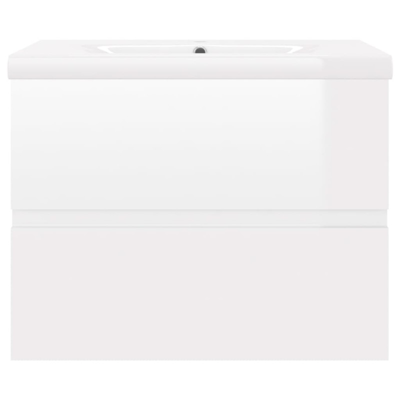 Szafka z wbudowaną umywalką, biała, wysoki połysk