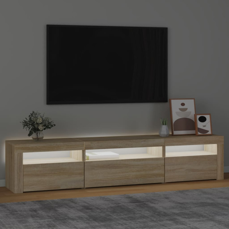 Szafka pod TV z oświetleniem LED, dąb sonoma, 195x35x40 cm