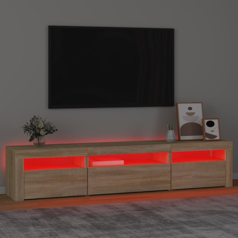 Szafka pod TV z oświetleniem LED, dąb sonoma, 195x35x40 cm