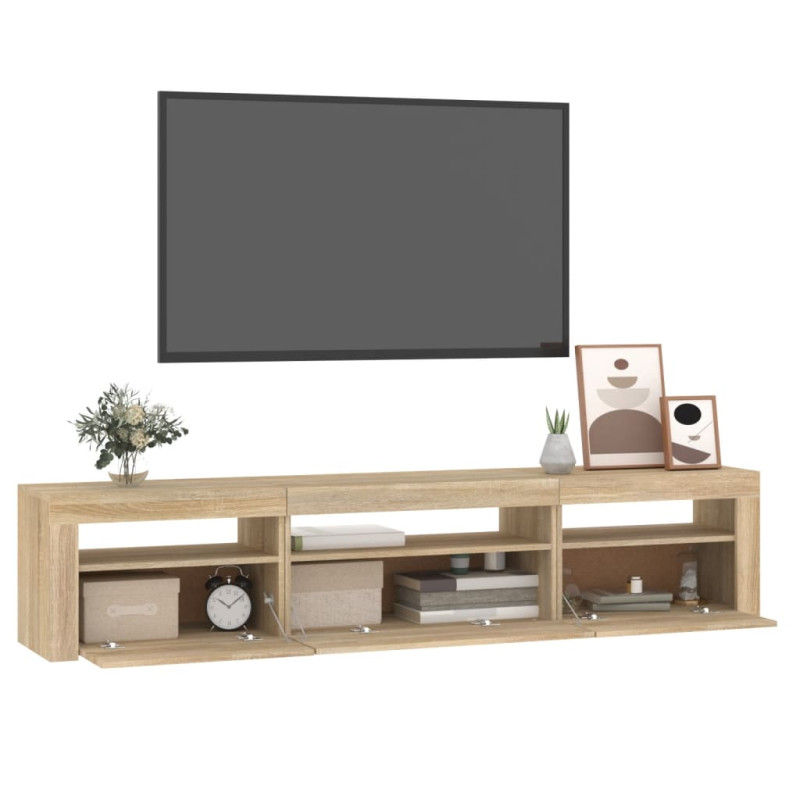Szafka pod TV z oświetleniem LED, dąb sonoma, 195x35x40 cm