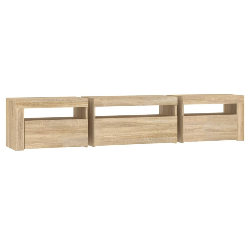 Szafka pod TV z oświetleniem LED, dąb sonoma, 195x35x40 cm