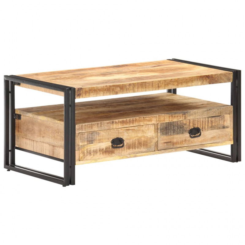 Stolik kawowy, 100x55x45 cm, surowe drewno mango