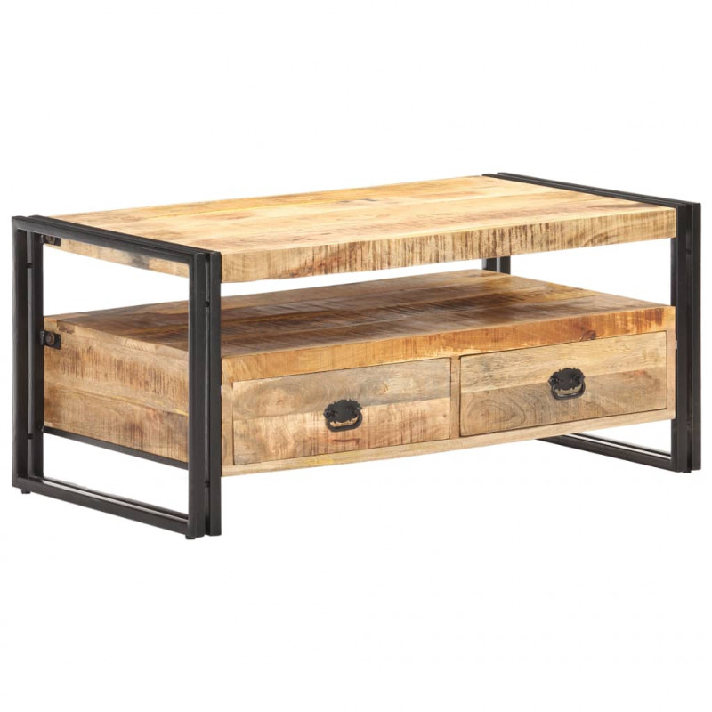 Stolik kawowy, 100x55x45 cm, surowe drewno mango