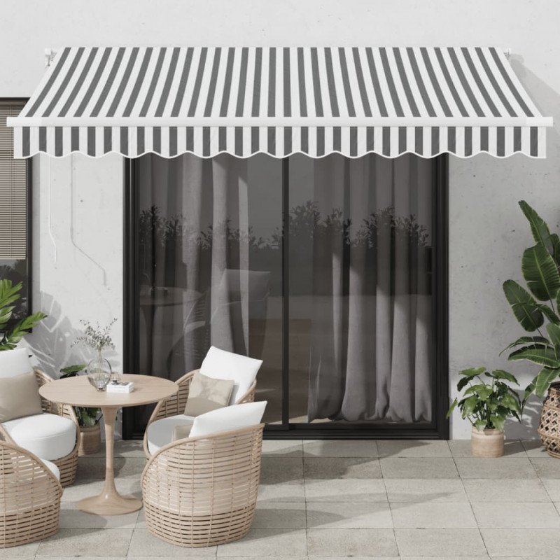 Ręcznie zwijana markiza z LED, antracytowo-biała, 350x250 cm